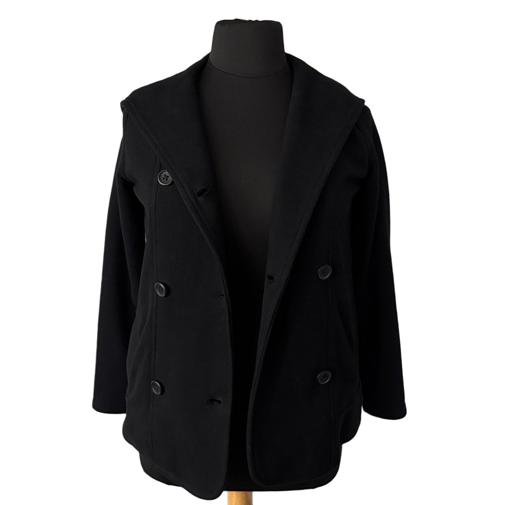 James Perse Black Double-Breasted Hoodie Y2K Jacket Size 2